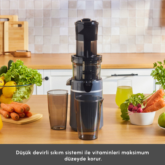 Karaca Fresh Press Slow Juicer Yavaş Sıkım Katı Meyve Sıkacağı Antrasit