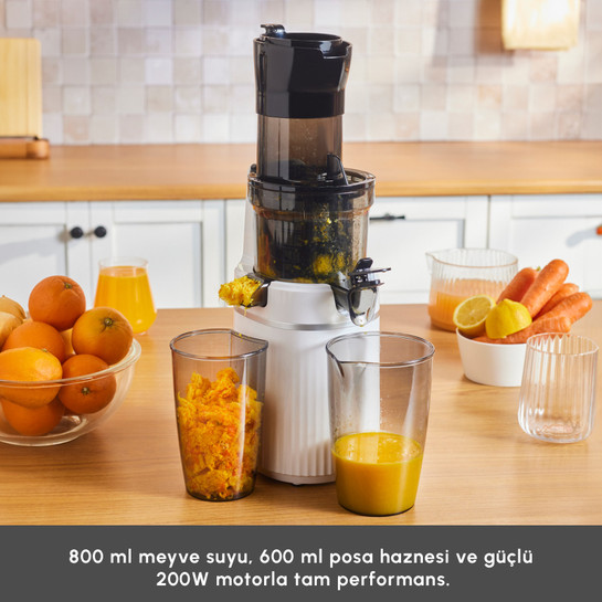 Karaca Fresh Press Slow Juicer Yavaş Sıkım Katı Meyve Sıkacağı Cream