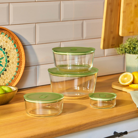 Karaca Green Yuvarlak Cam Saklama Kabı 850 ml