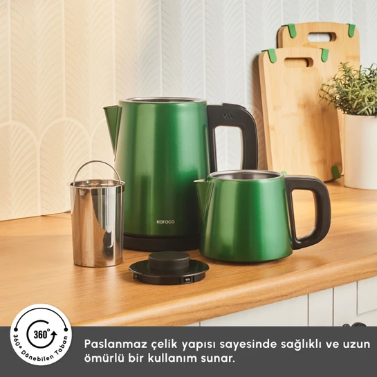 Karaca Tea Break 2 in 1 Çelik Çay Makinesi Emerald Green