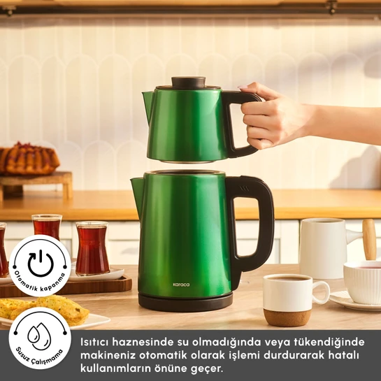 Karaca Tea Break 2 in 1 Çelik Çay Makinesi Emerald Green