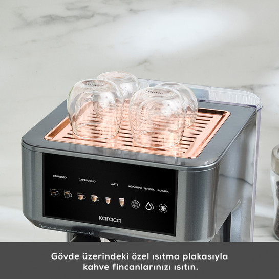 Karaca MyCaffe Barista S10 Entegre Süt Hazneli, Espresso, Latte ve Cappuccino Makinesi Copper
