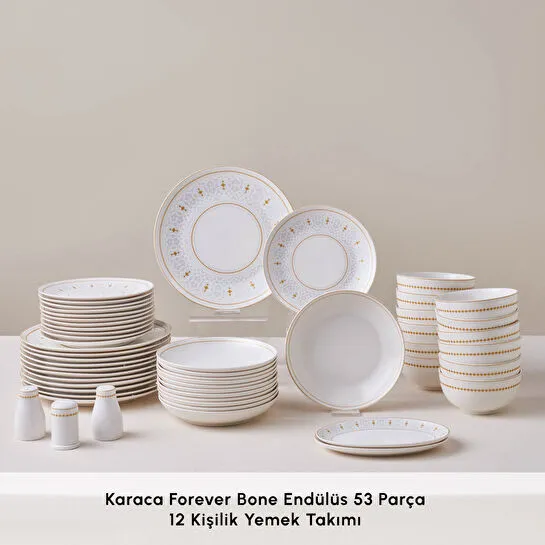 Karaca Forever Bone Endülüs 53 Parça 12 Kişilik Yemek Takımı