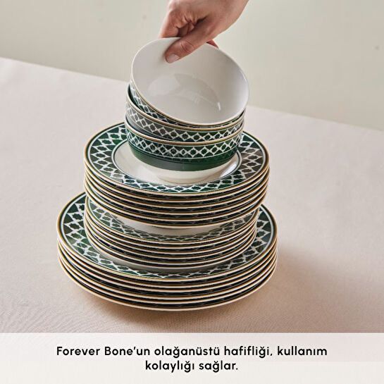 Karaca Forever Bone Bangu 24 Parça 6 Kişilik Yemek Takımı 