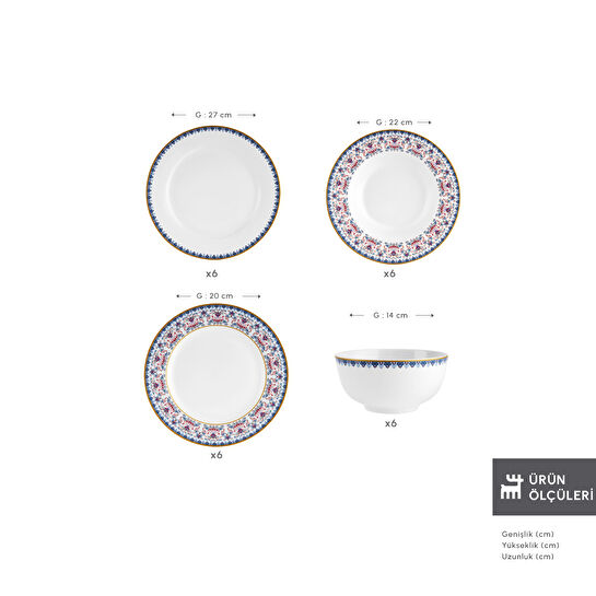 Karaca Forever Bone Melen 24 Parça 6 Kişilik Yemek Takımı