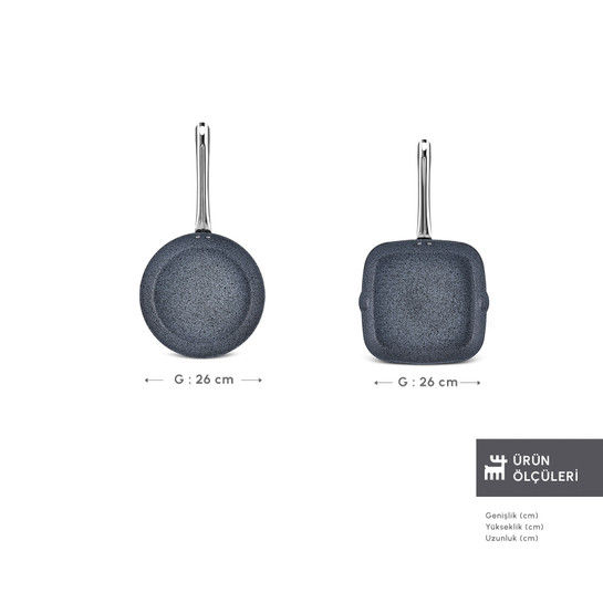 Karaca Biogranit Monet 2 Parça Tava Grill Set Siyah 