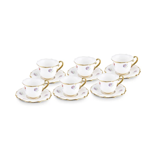 Karaca Royal Bone Diana 6 Kişilik Kahve Fincan Takımı 90 Ml