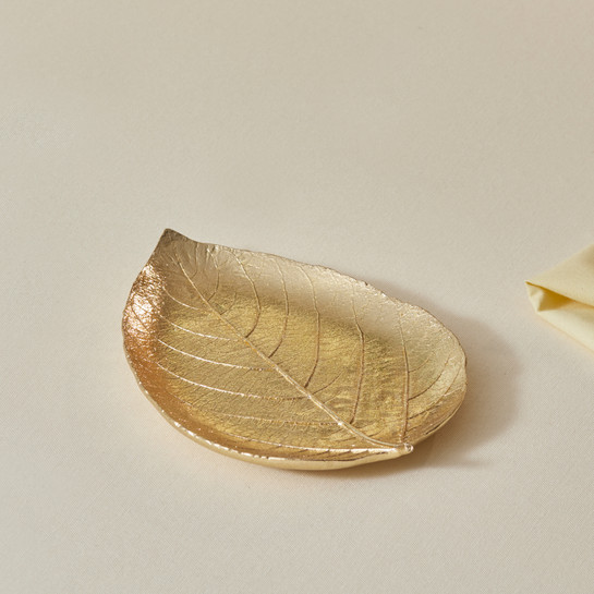 Karaca Leaf Dekoratif Tabak Gold 21x15x2,5 cm