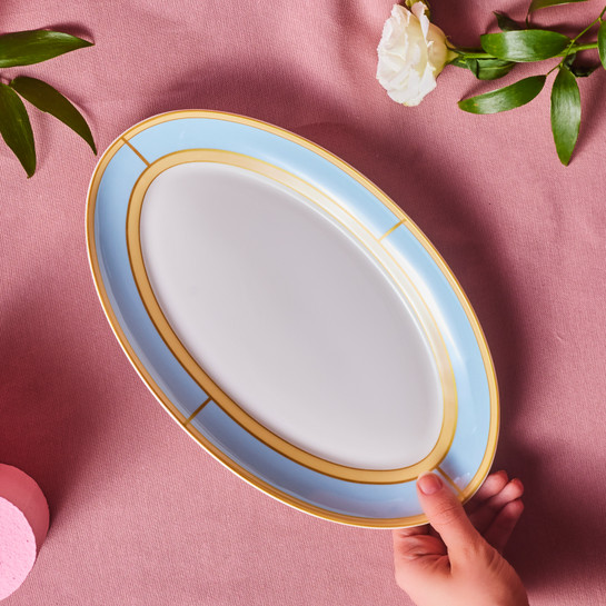 Karaca Talya Kayık Tabak 30 Cm Mavi