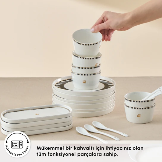 Karaca Stream Bone Kore 22 Parça 6 Kişilik Kahvaltı Takımı