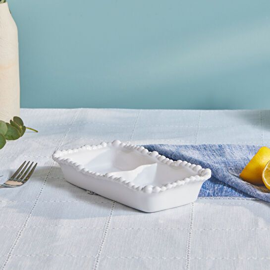 Karaca Perla Melamin Bölmeli Çerezlik Dikdörtgen 23 cm Beyaz