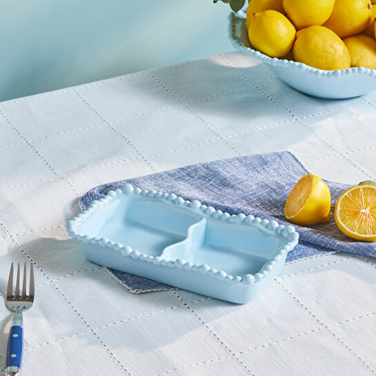 Karaca Perla Melamin Bölmeli Çerezlik Dikdörtgen 23 cm Mavi