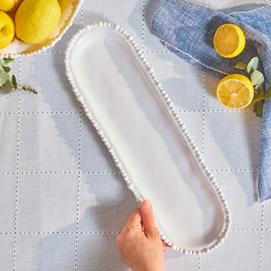 Karaca Perla Melamin Kayık Tabak 44 cm Beyaz