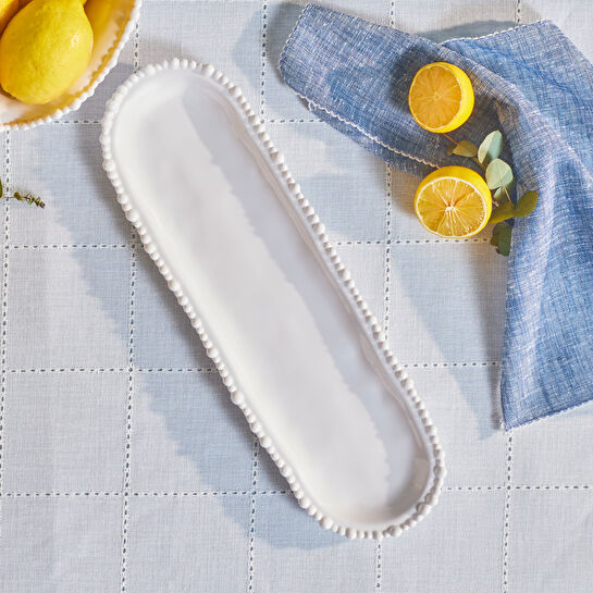 Karaca Perla Melamin Kayık Tabak 44 cm Beyaz