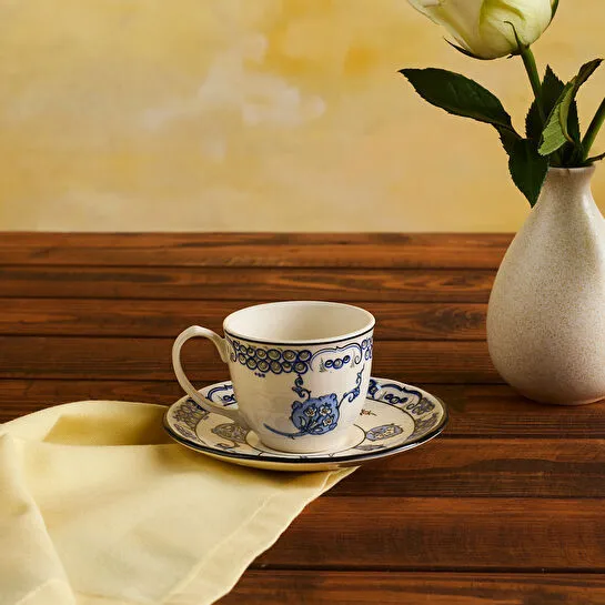 Karaca x Ömür Akkor İznik Hatai Kahve Fincanı ve Tabağı 90 ml