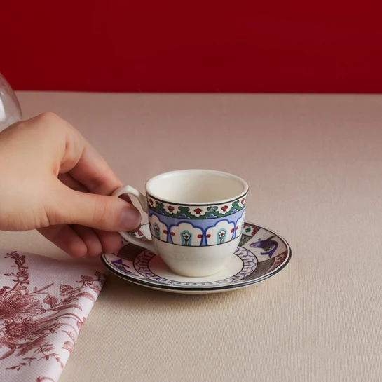 Karaca x Ömür Akkor İznik Çini Kahve Fincanı ve Tabağı 90 ml