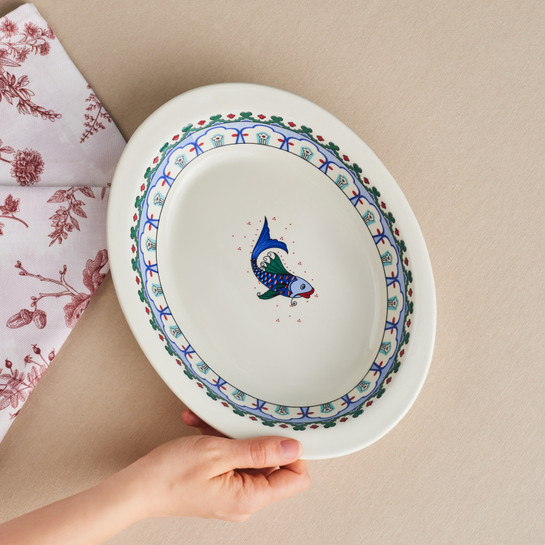 Karaca x Ömür Akkor İznik Balık Fırın Kabı 29 cm