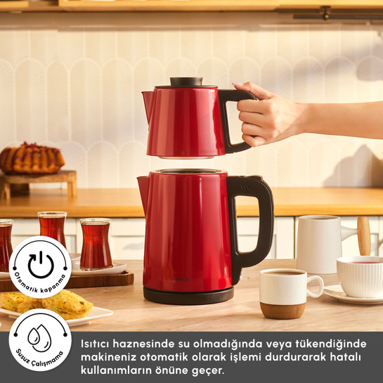 Karaca Tea Break 2 in 1 Çelik Çay Makinesi Rudolph Red