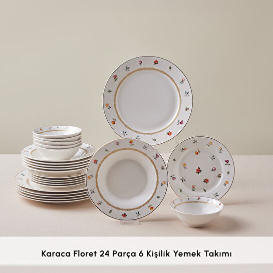 Karaca Elegance Bone Floret 24 Parça 6 Kişilik Yemek Takımı