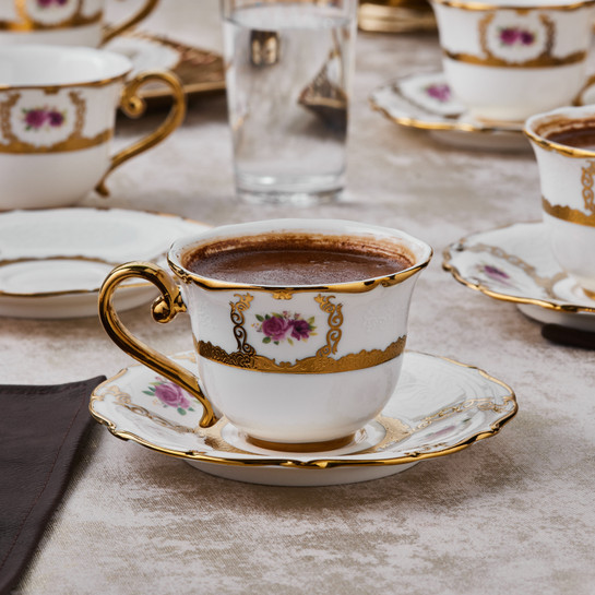 Karaca Royal Bone Elizabeth 6 Kişilik Kahve Fincan Takımı 90 Ml
