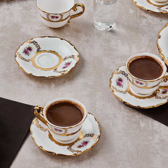 Karaca Royal Bone Elizabeth 6 Kişilik Kahve Fincan Takımı 90 Ml