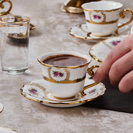 Karaca Royal Bone Elizabeth 6 Kişilik Kahve Fincan Takımı 90 Ml