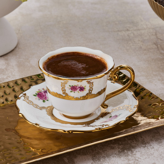 Karaca Royal Bone Elizabeth 6 Kişilik Kahve Fincan Takımı 90 Ml