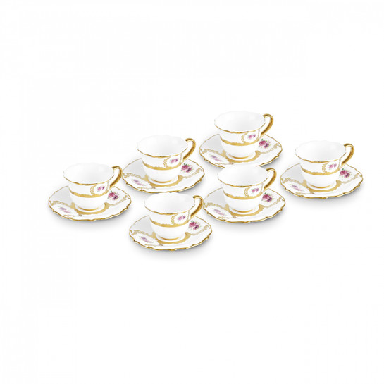Karaca Royal Bone Elizabeth 6 Kişilik Kahve Fincan Takımı 90 Ml