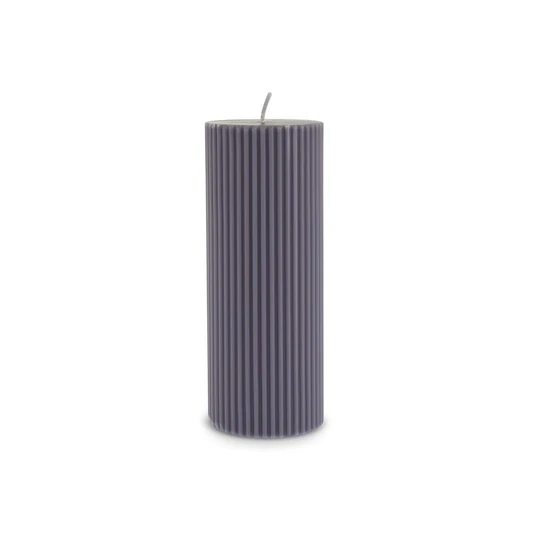 Karaca Striped Tırtıklı Sütun Mum 15 cm Antrasit