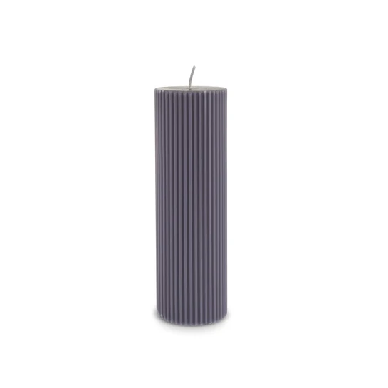 Karaca Striped Tırtıklı Sütun Mum 20 cm Antrasit