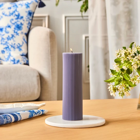 Karaca Striped Tırtıklı Sütun Mum 20 cm Antrasit