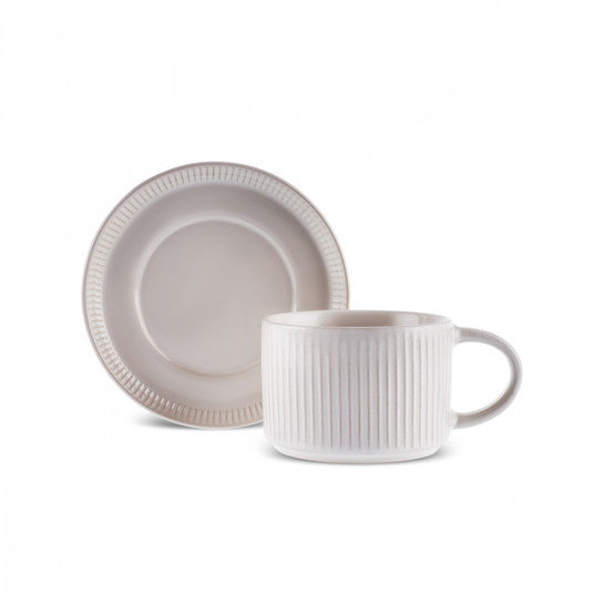 Karaca Massimo Çay Fincanı ve Tabağı Krem 220 ml