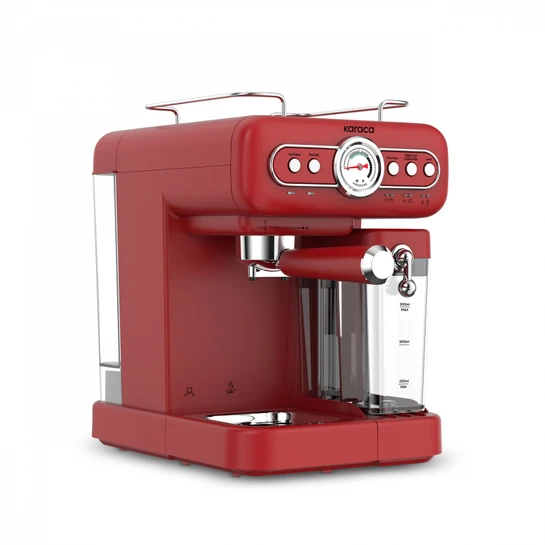Karaca Vintage Craft Süt Hazneli Espresso, Latte ve Capuccino Makinesi Red