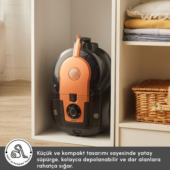 Karaca Vantuz Smax Geniş Toz Hazneli Elektrikli Süpürge Copper 2.8L