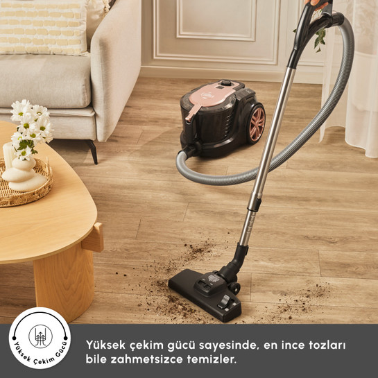 Karaca Vantuz Smax Geniş Toz Hazneli Elektrikli Süpürge Rosegold 2.8L