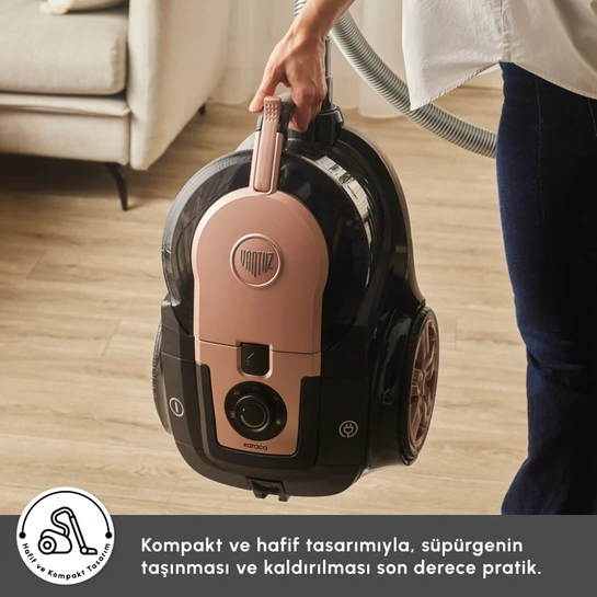 Karaca Vantuz Smax Geniş Toz Hazneli Elektrikli Süpürge Rosegold 2.8L