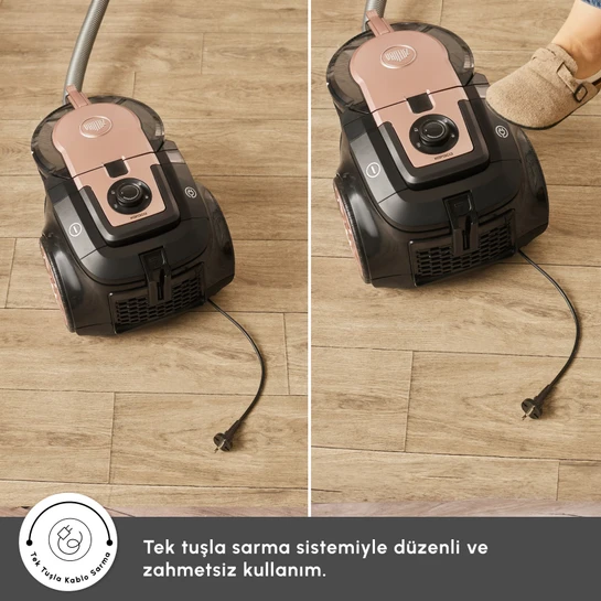 Karaca Vantuz Smax Geniş Toz Hazneli Elektrikli Süpürge Rosegold 2.8L
