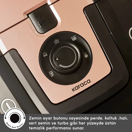 Karaca Vantuz Smax Geniş Toz Hazneli Elektrikli Süpürge Rosegold 2.8L