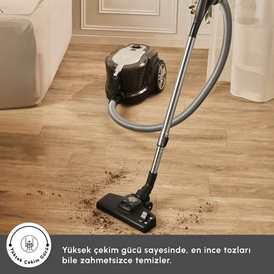 Karaca Vantuz Smax Geniş Toz Hazneli Elektrikli Süpürge Silver 2.8L