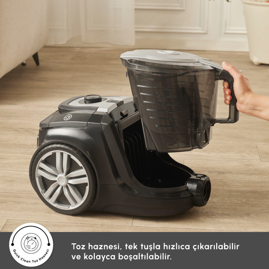 Karaca Vantuz Smax Geniş Toz Hazneli Elektrikli Süpürge Silver 2.8L
