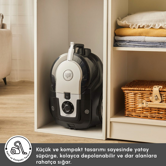 Karaca Vantuz Smax Geniş Toz Hazneli Elektrikli Süpürge Silver 2.8L