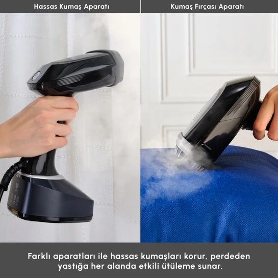 Karaca Vantuz Multisteam Buharlı Kırışık Düzleştirici Dikey El Ütüsü Siyah