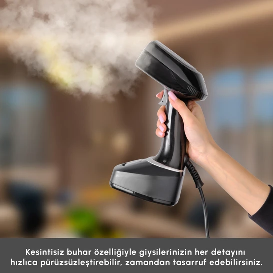 Karaca Vantuz Multisteam Buharlı Kırışık Düzleştirici Dikey El Ütüsü Siyah