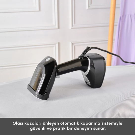 Karaca Vantuz Multisteam Buharlı Kırışık Düzleştirici Dikey El Ütüsü Siyah