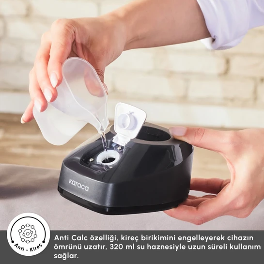 Karaca Vantuz Multisteam Buharlı Kırışık Düzleştirici Dikey El Ütüsü Siyah