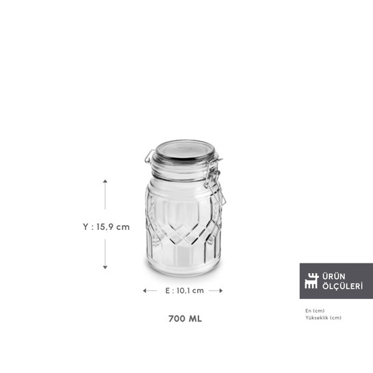 Karaca Storica Kilit Kapaklı Cam Kavanoz 700 ml 
