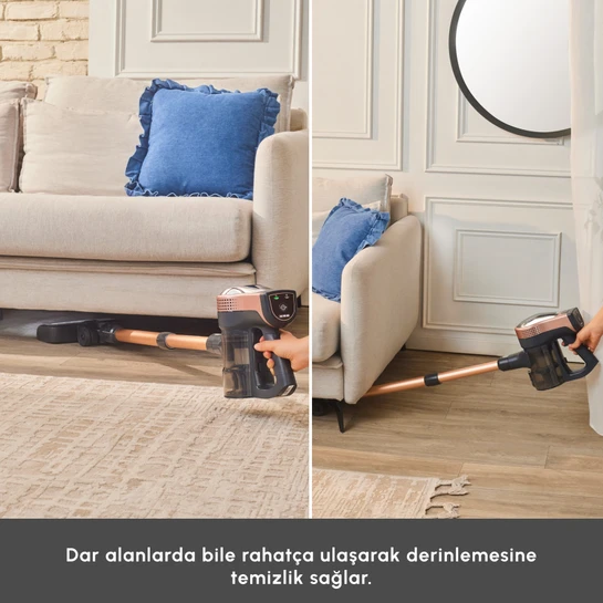 Karaca Vantuz Power Up Telescopic Uzunluğu Ayarlanabilir Dikey Süpürge Rosegold