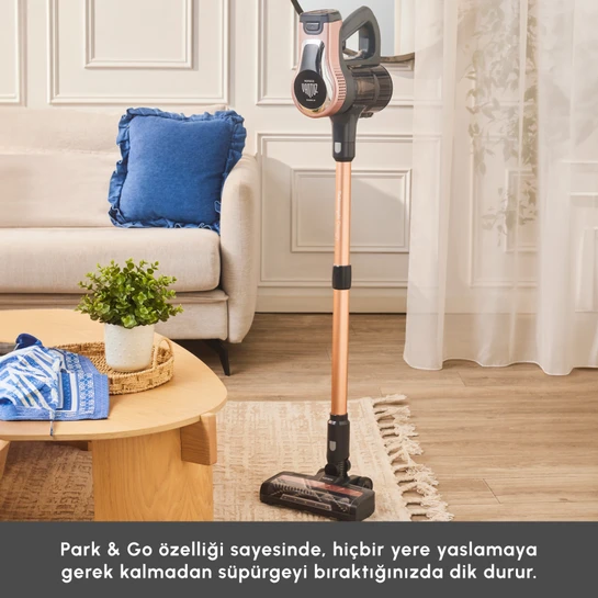 Karaca Vantuz Power Up Telescopic Uzunluğu Ayarlanabilir Dikey Süpürge Rosegold