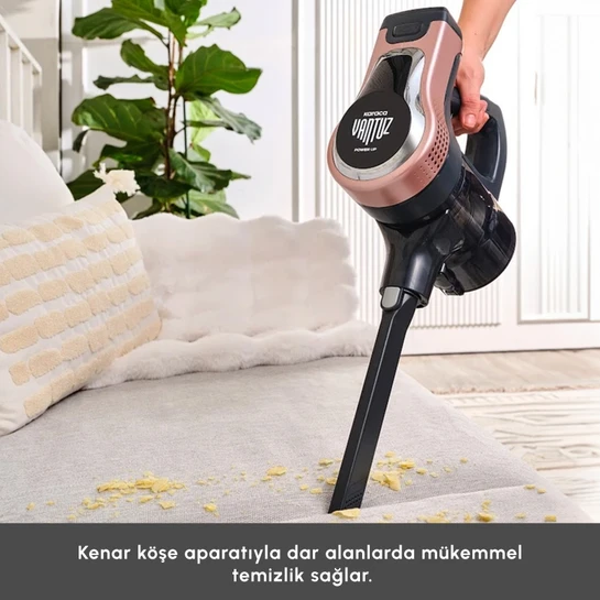 Karaca Vantuz Power Up Telescopic Uzunluğu Ayarlanabilir Dikey Süpürge Rosegold