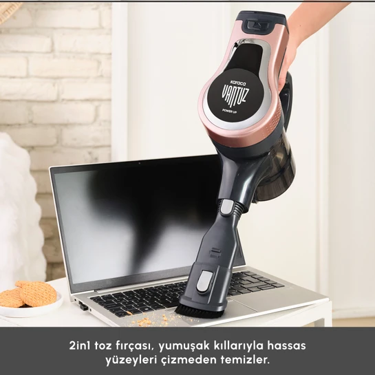Karaca Vantuz Power Up Telescopic Uzunluğu Ayarlanabilir Dikey Süpürge Rosegold